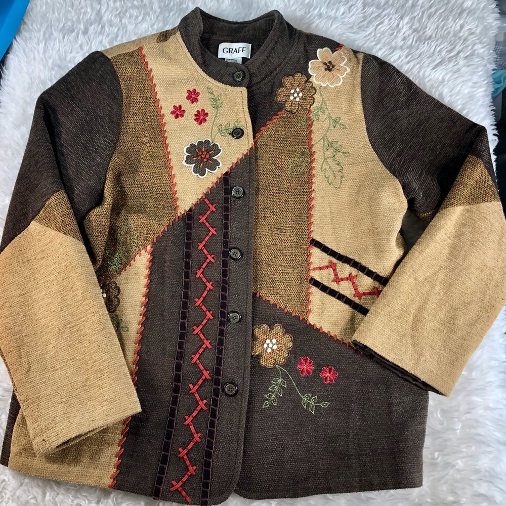 Graff Womens Vintage Patchwork Blazer/Jacket M - image 3